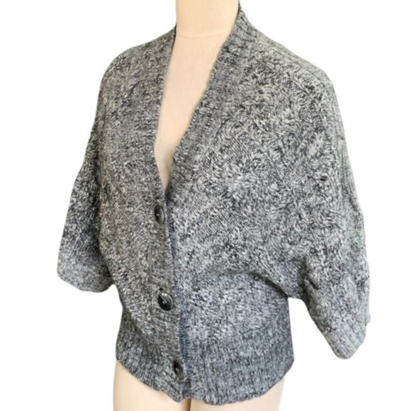 Nine West Chunky BOHO Wool Alpaca Blend Sz L Gray Cardigan Sweater 251A - Picture 2 of 6